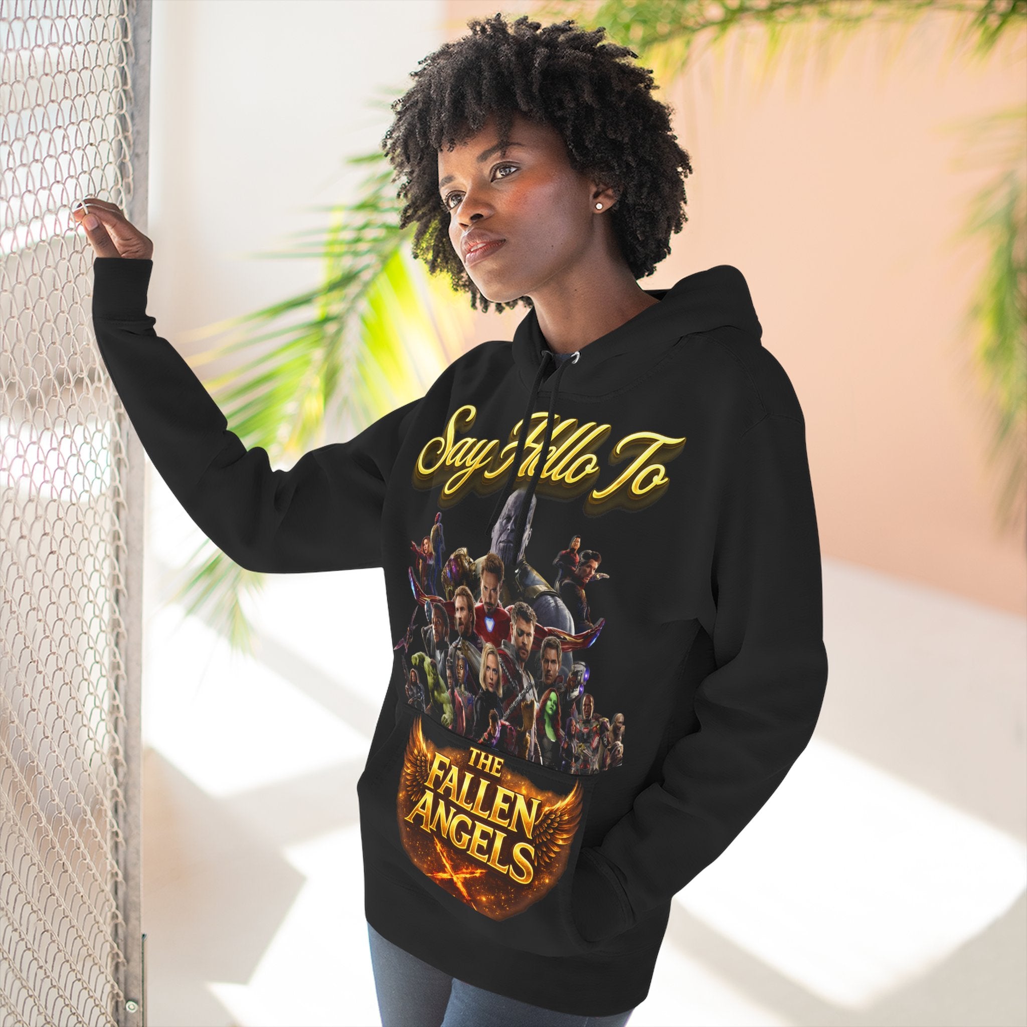 Say Hello To The Fallen Angels Hoodie — Three-Panel Fleece Printify