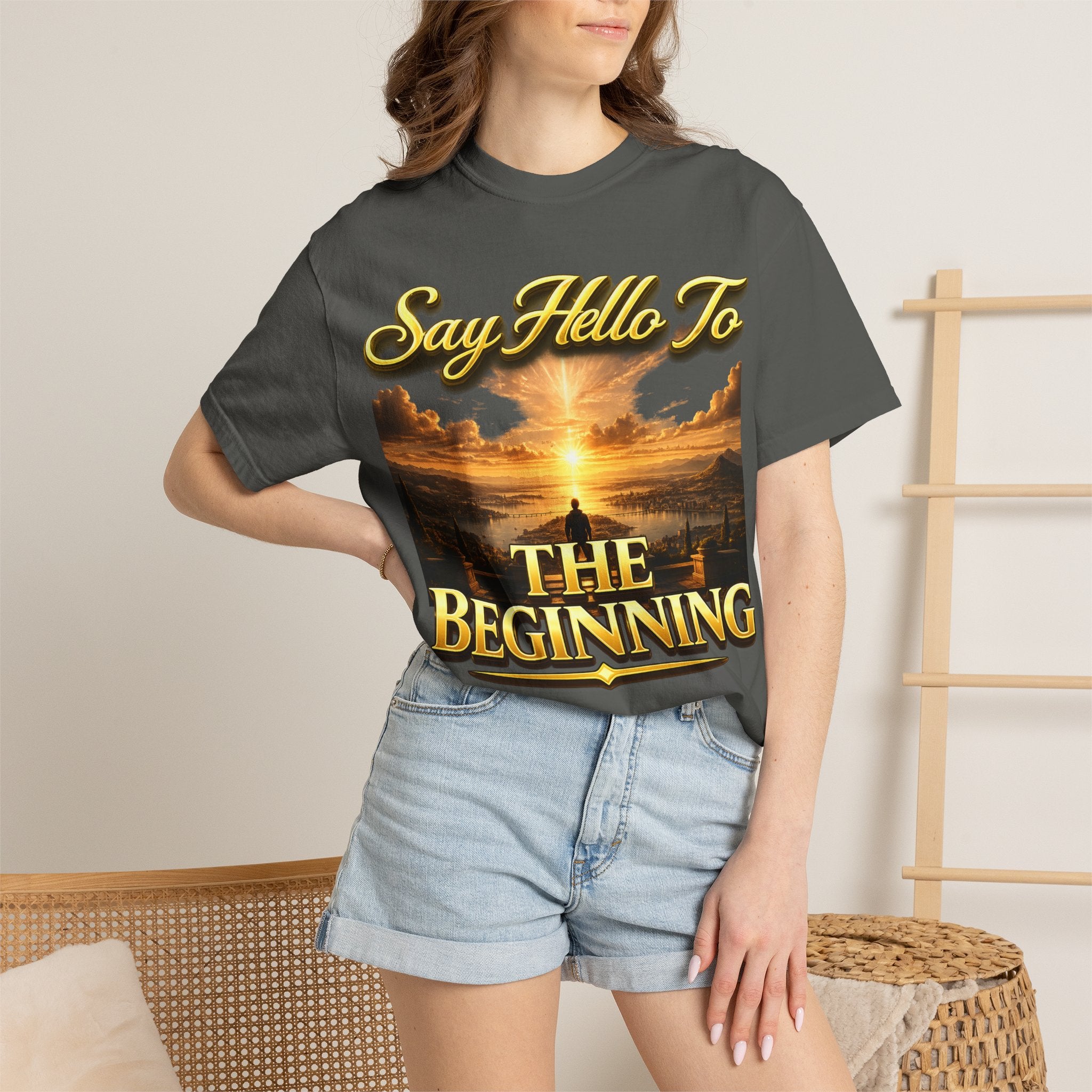 Inspirational 'Say Hello to The Beginning' Sunrise T-Shirt Printify