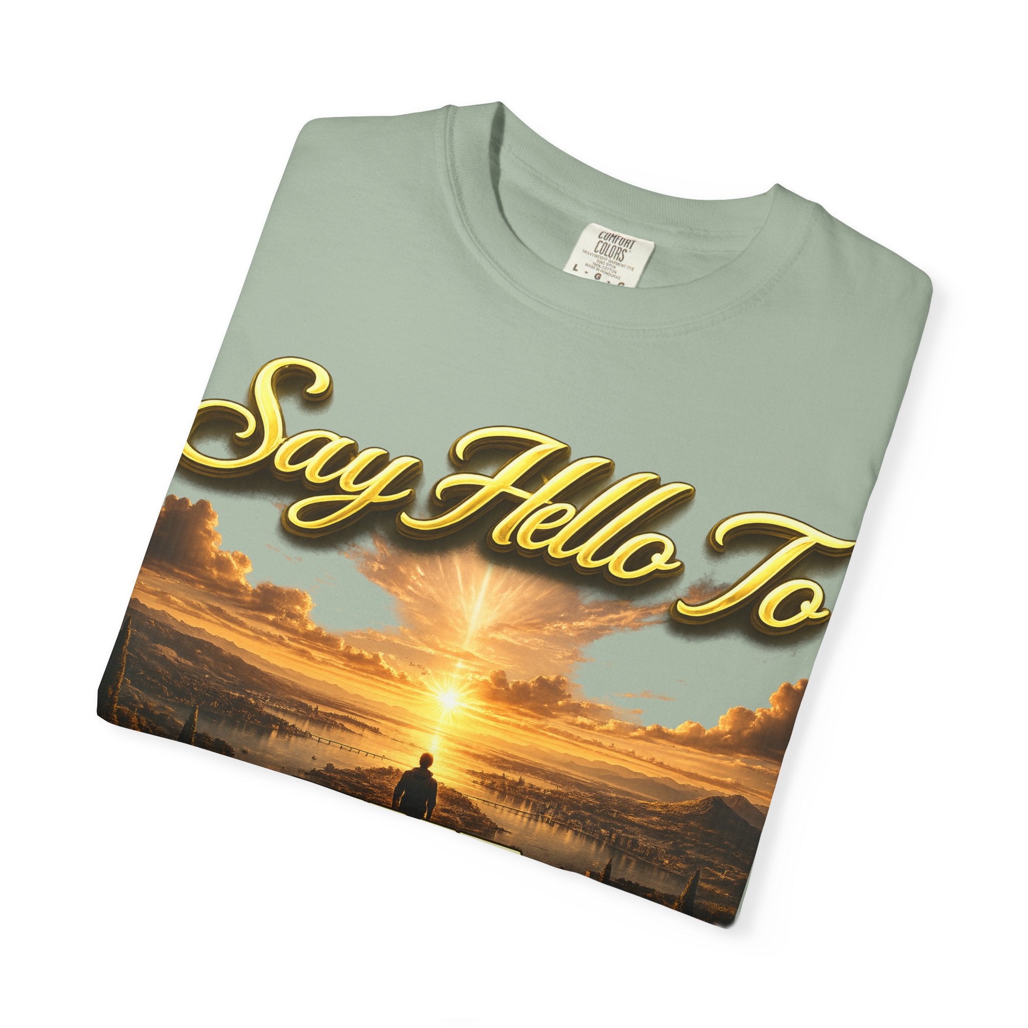 Inspirational 'Say Hello to The Beginning' Sunrise T-Shirt Printify