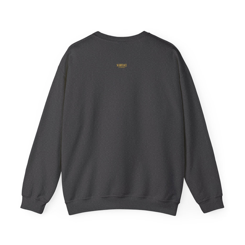 Crewneck Sweatshirt — 'Ok Mahn!' Gold Script Minimalist Streetwear Printify