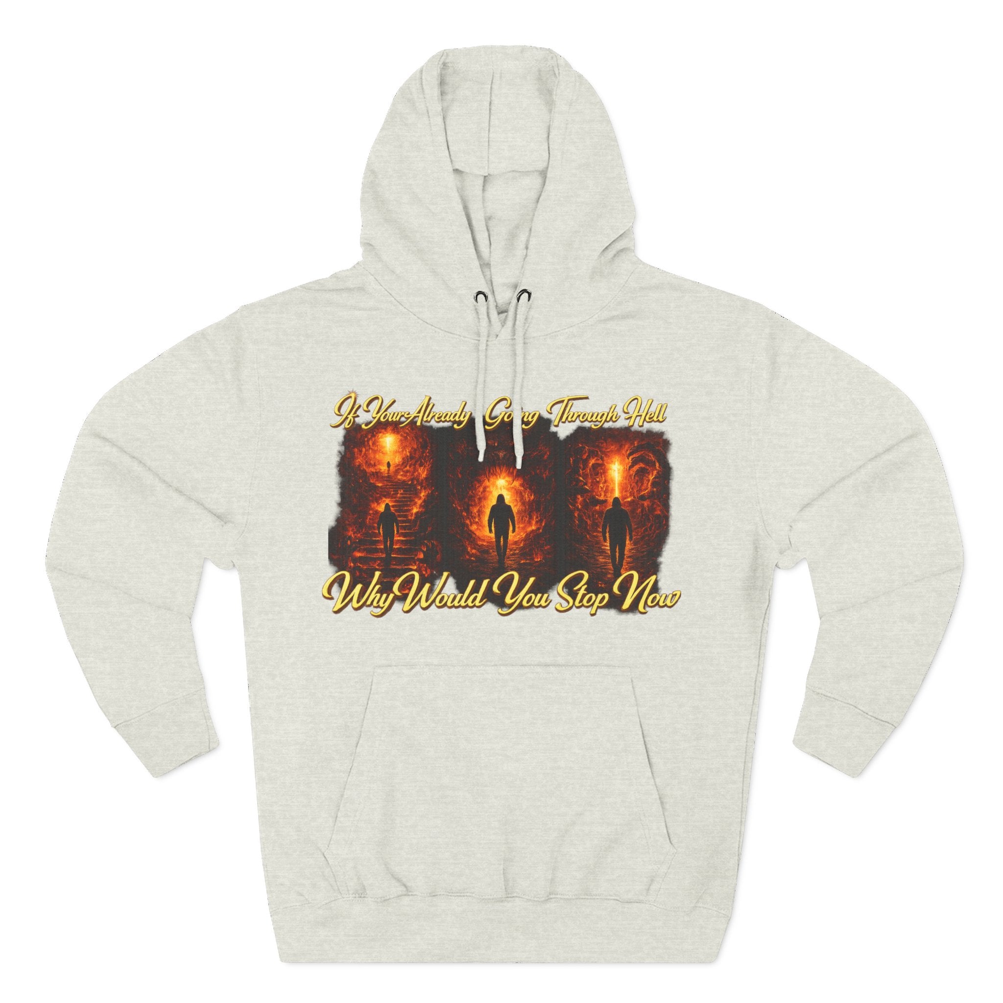 Three-Panel Inspirational Hoodie — "I Was Awakened..." Spiritual Graphic Pullover Printify