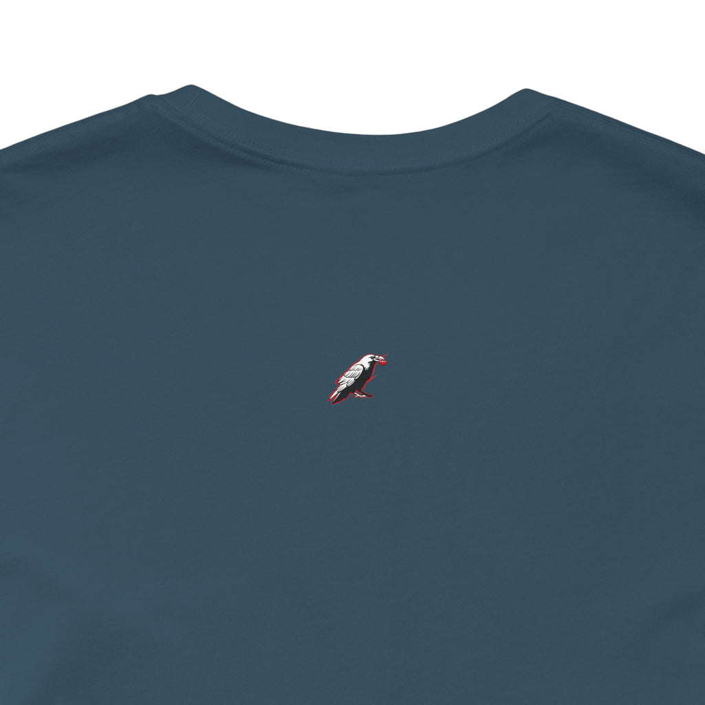 Horror Mask Split Face Tee — "Say Hello To Your Family and Friends" Graphic T-Shirt Printify