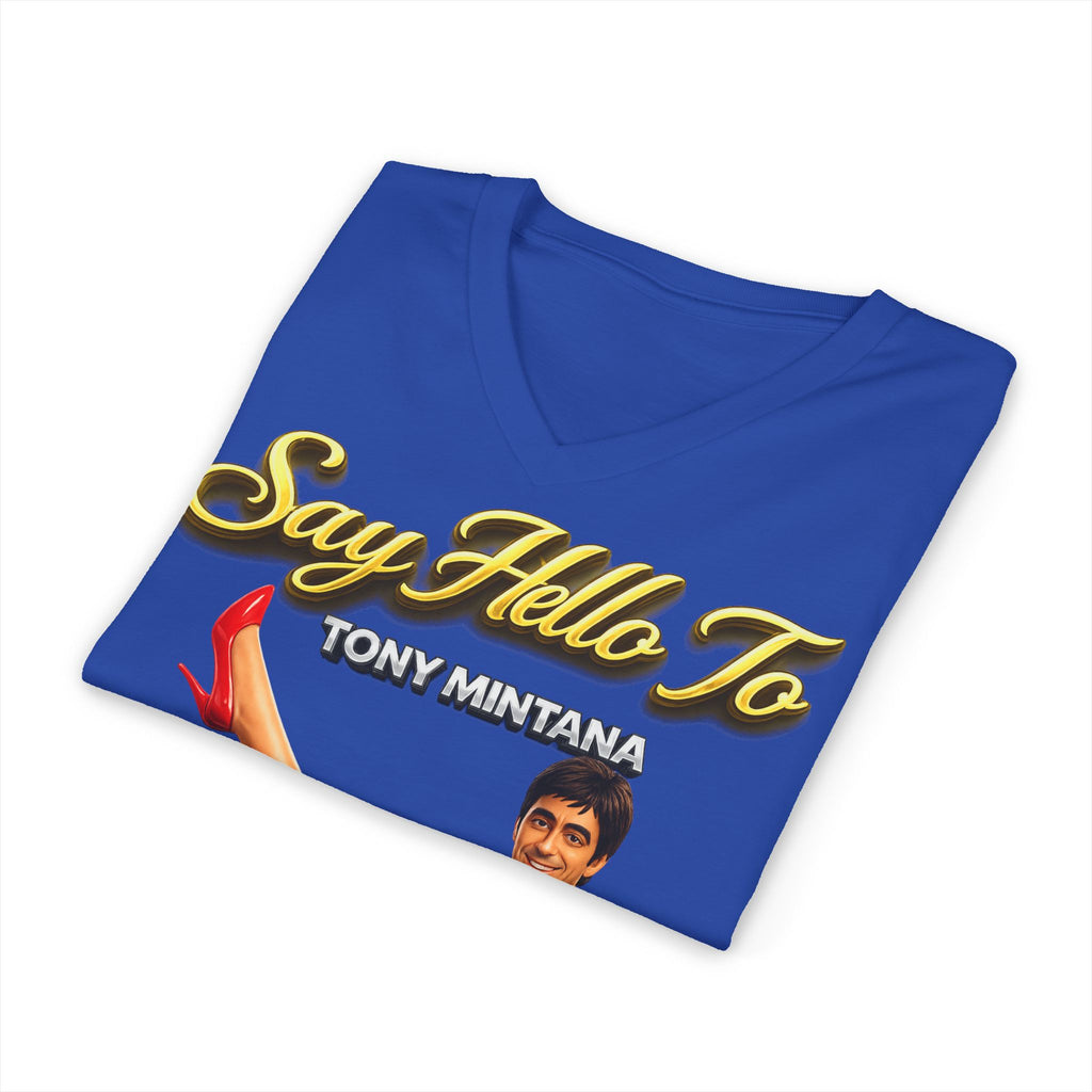 My Middle Leg V-Neck T‑Shirt — Say Hello To Tony Mintana Vintage Graphic Tee Printify