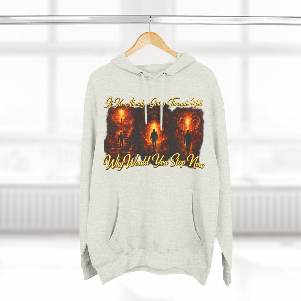 Three-Panel Inspirational Hoodie — "I Was Awakened..." Spiritual Graphic Pullover Printify