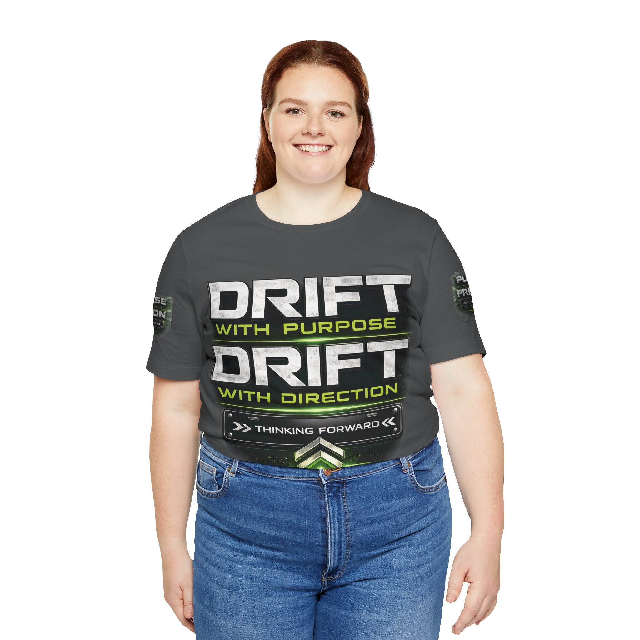 Drift With Direction Graphic Tee — 'Drift with Purpose / Thinking Forward' Racing T-Shirt Printify