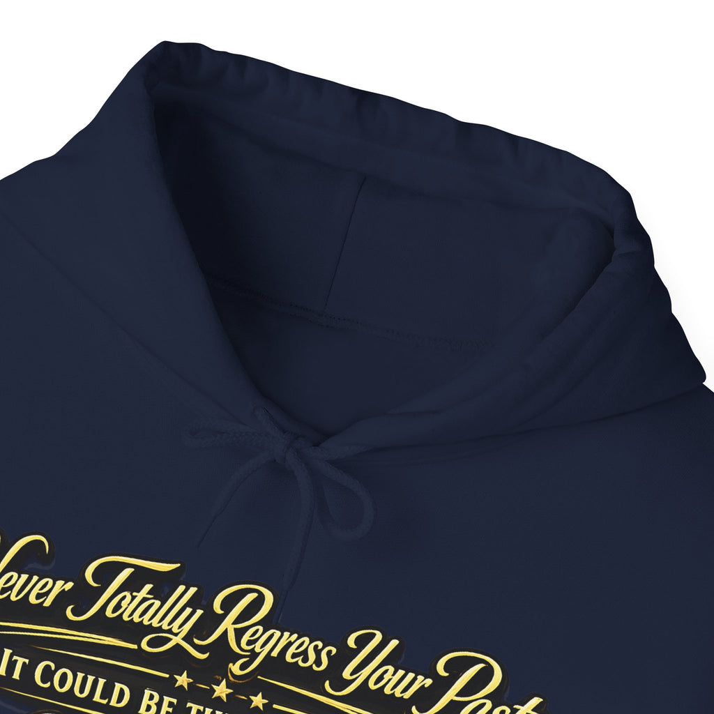 Inspirational Hoodie – “Never Letting Regret Your Past” Motivational City Night Sweatshirt Printify