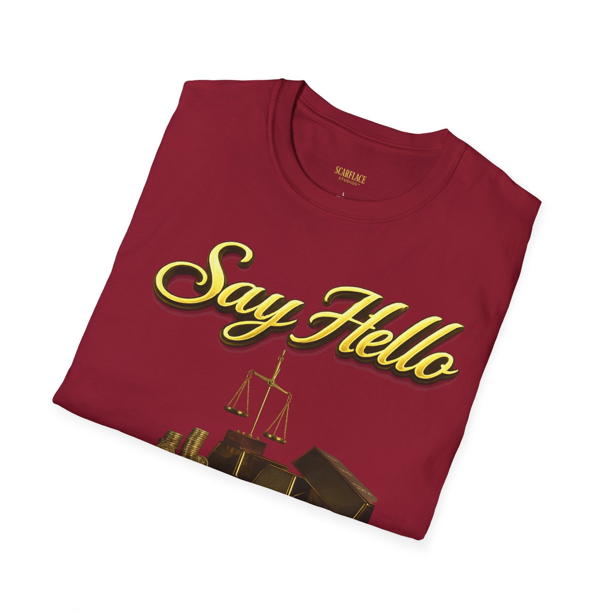 T-Shirt — "Say Hello" Money & Faith Graphic Tee (God's Way You Make Too Much Money) Printify