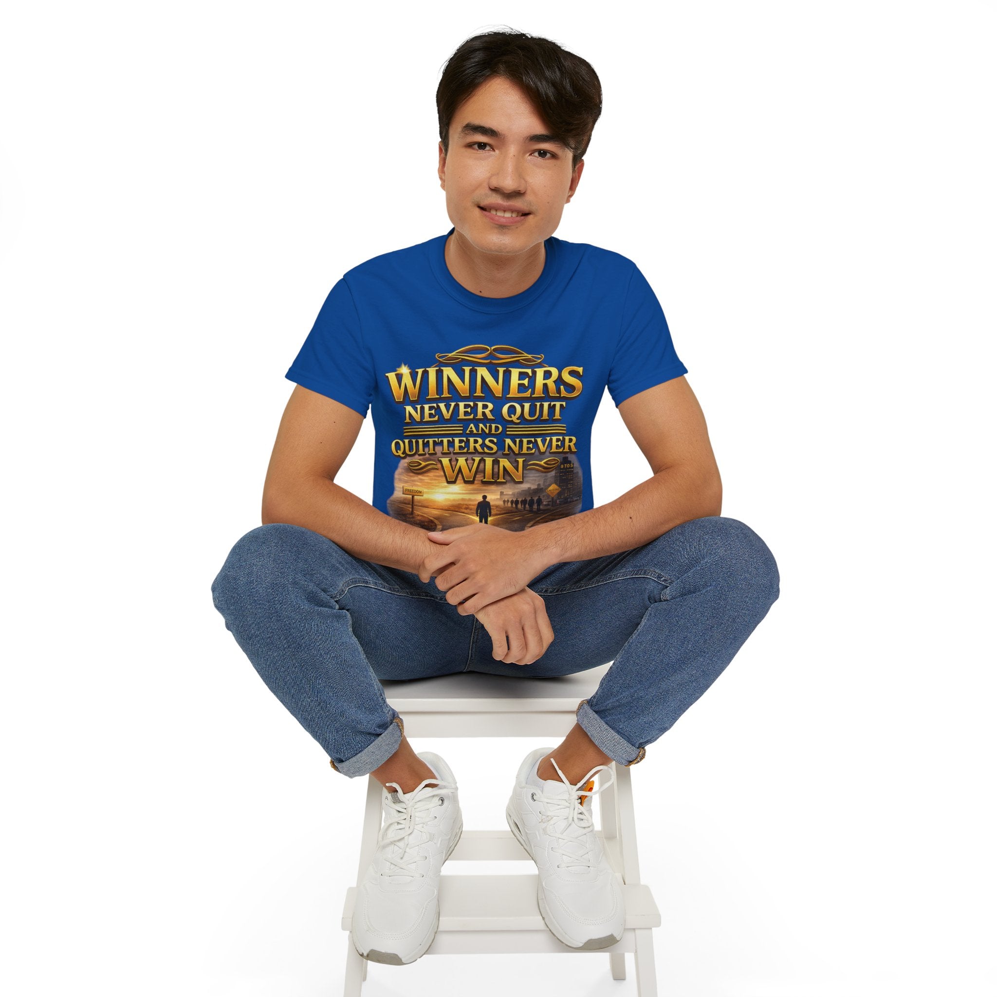 Winners Never Quit Inspirational Tee — Motivational Quote Shirt Printify
