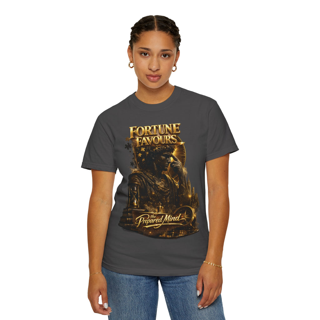 Fortune Favours Prepared Mind T-Shirt — Medieval Knight Graphic Tee Printify