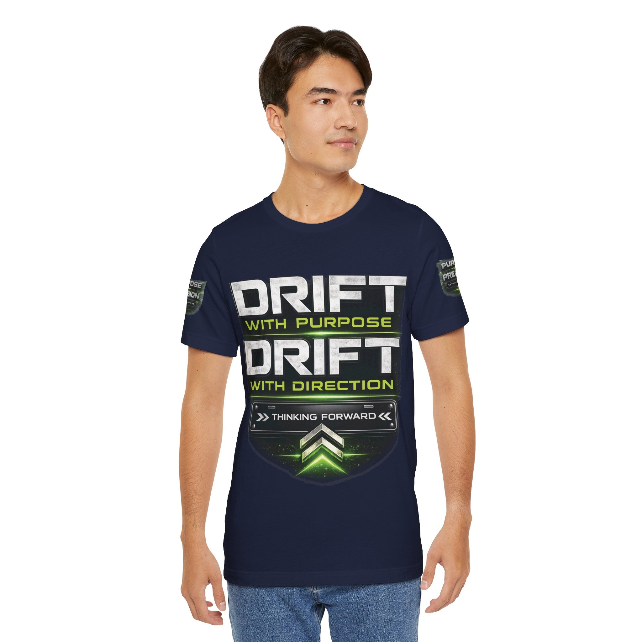 Drift With Direction Graphic Tee — 'Drift with Purpose / Thinking Forward' Racing T-Shirt Printify
