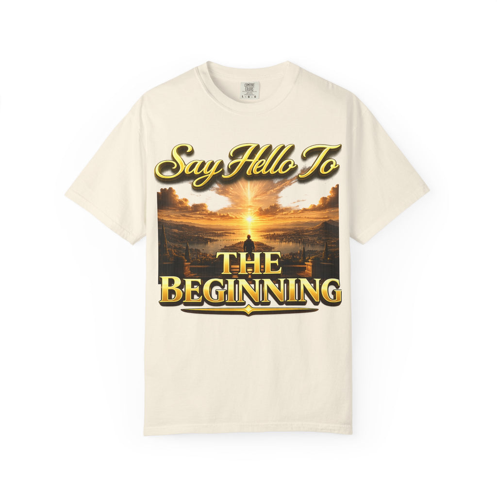 Inspirational 'Say Hello to The Beginning' Sunrise T-Shirt Printify