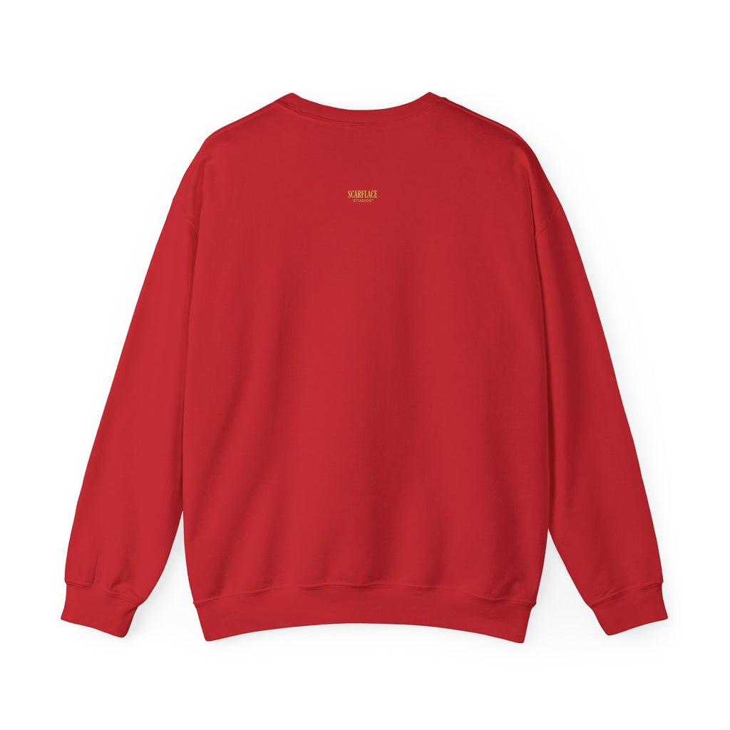 Crewneck Sweatshirt — 'Ok Mahn!' Gold Script Minimalist Streetwear Printify