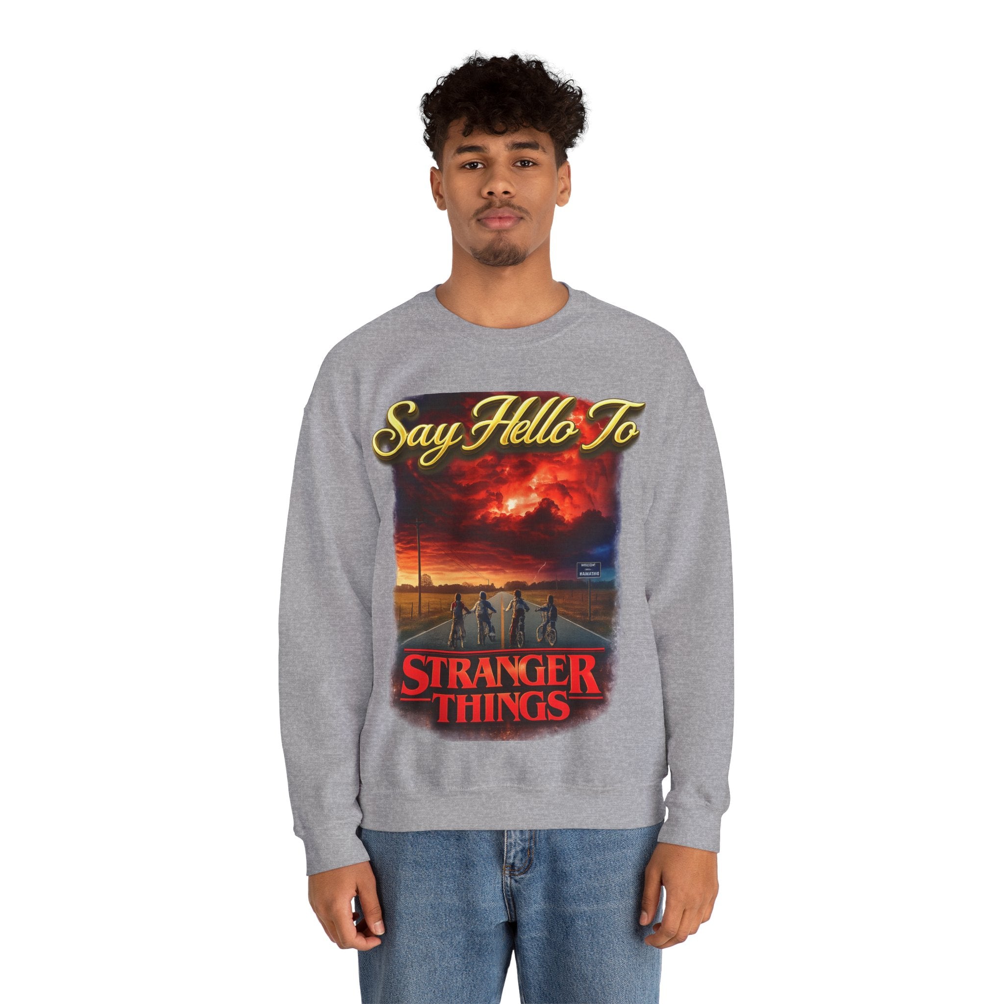 Stranger Things "Say Hello To" Crewneck Sweatshirt Printify