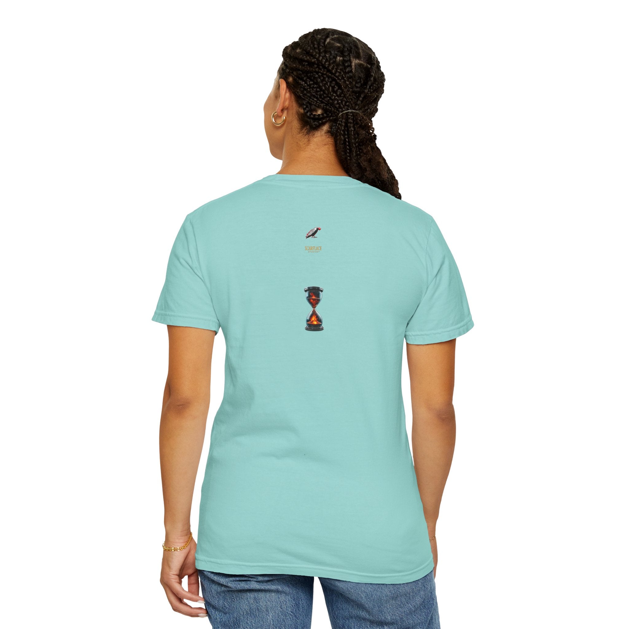 Say Hello To Time Hourglass Graphic T-Shirt — "The Only Conceivable Consistency Is Time" Printify
