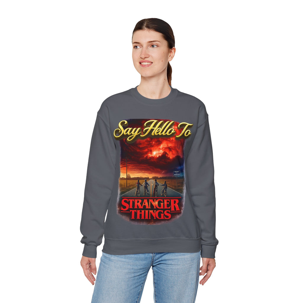 Stranger Things "Say Hello To" Crewneck Sweatshirt Printify