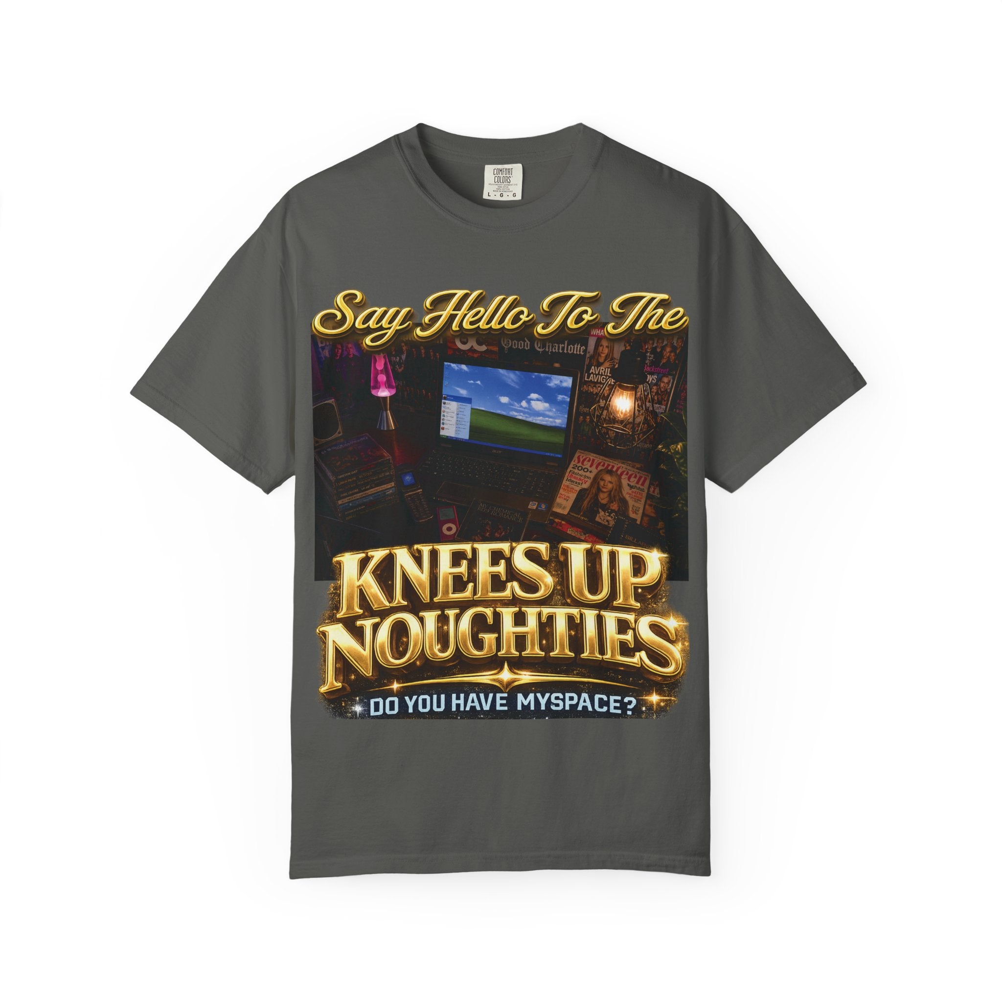 Knees Up Noughties Graphic T-Shirt — Retro MySpace Throwback Tee Printify