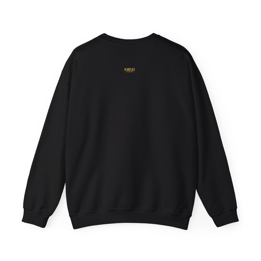 Crewneck Sweatshirt — 'Ok Mahn!' Gold Script Minimalist Streetwear Printify