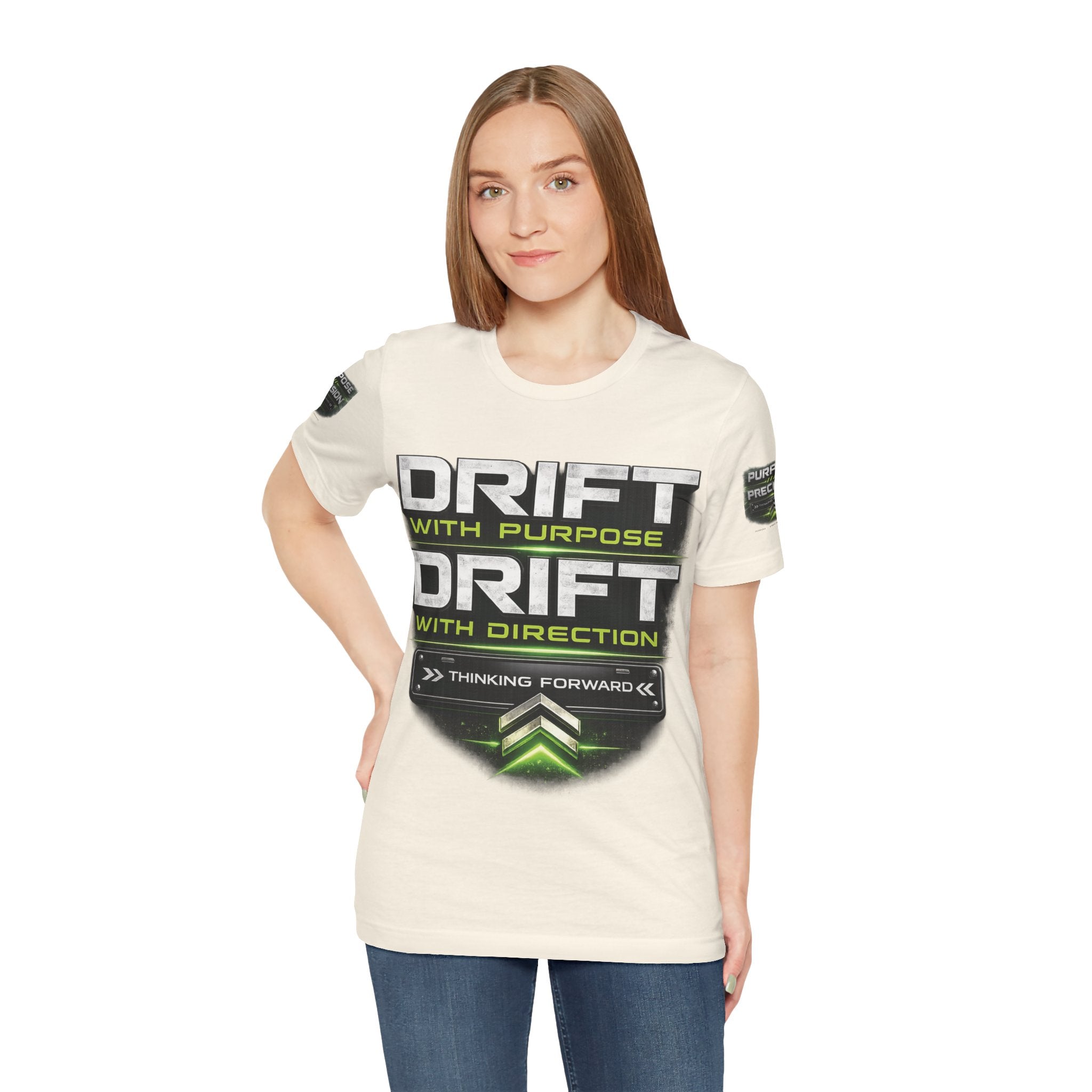 Drift With Direction Graphic Tee — 'Drift with Purpose / Thinking Forward' Racing T-Shirt Printify