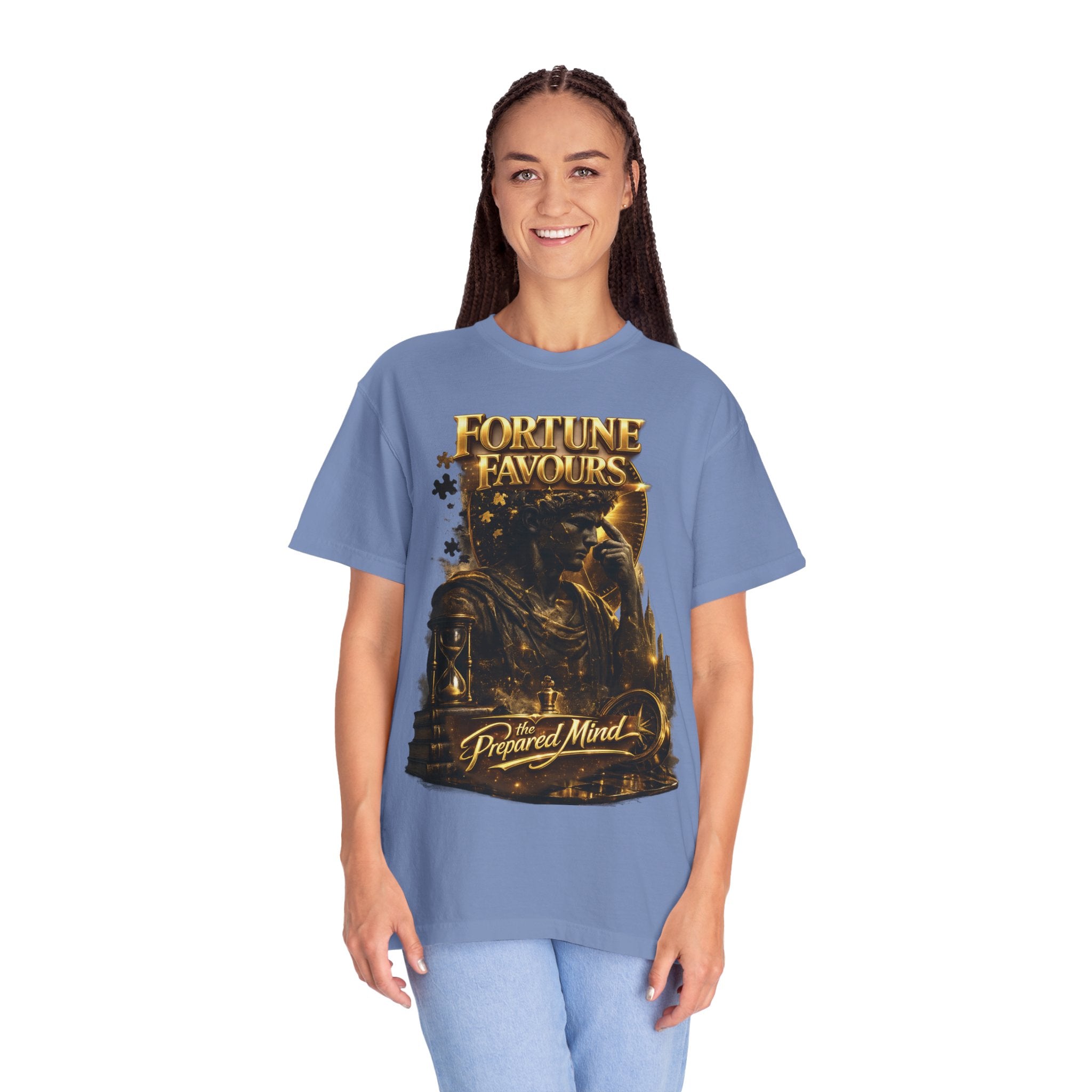 Fortune Favours Prepared Mind T-Shirt — Medieval Knight Graphic Tee Printify