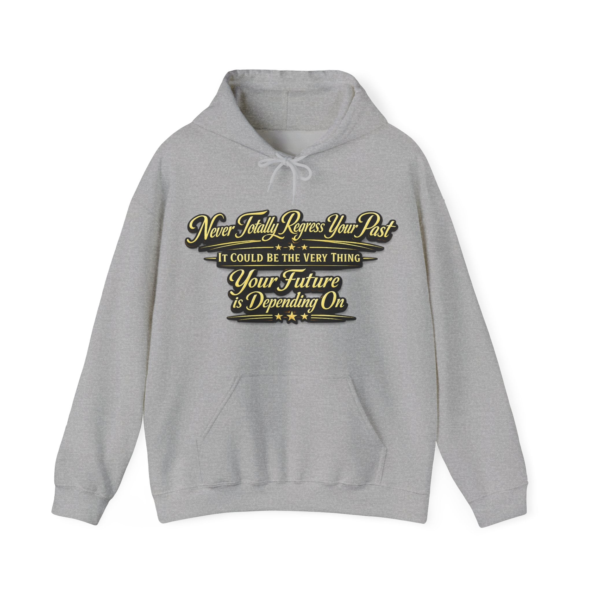 Inspirational Hoodie – “Never Letting Regret Your Past” Motivational City Night Sweatshirt Printify