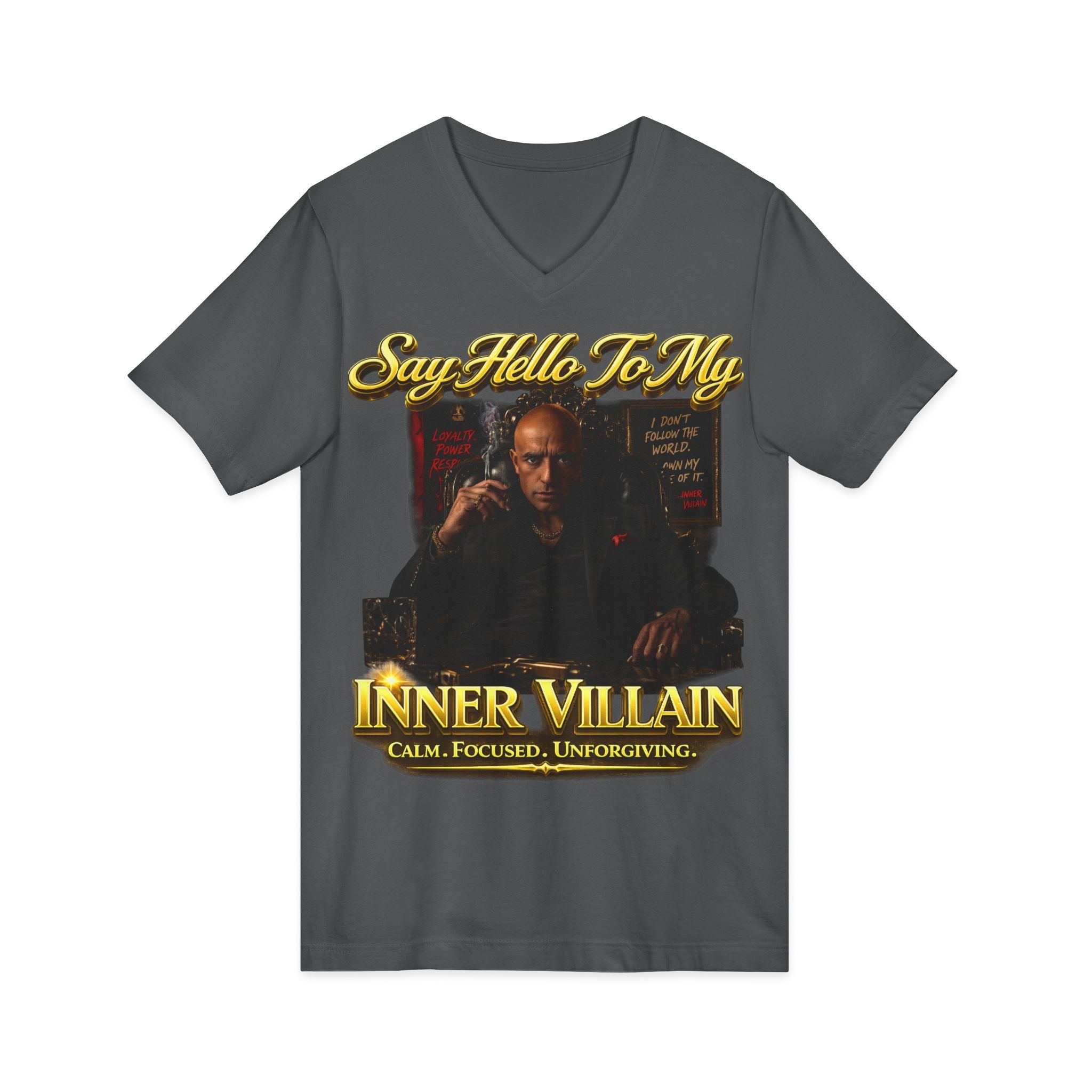 Inner Villain V‑Neck Tee – "Say Hello To Inner Villain" Graphic Shirt Printify