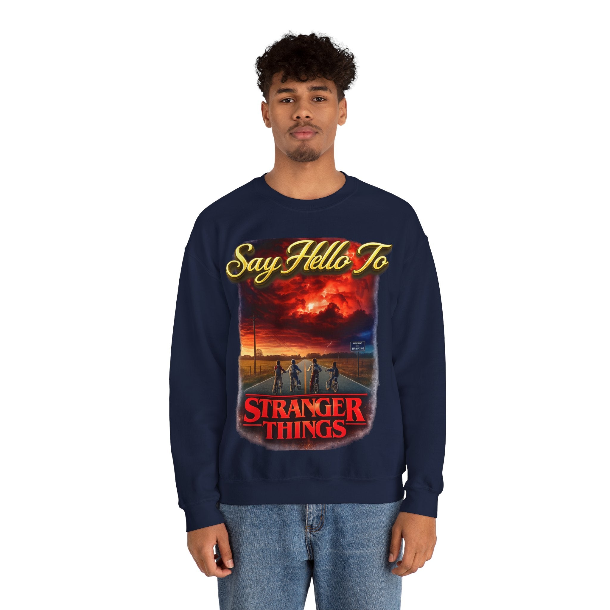 Stranger Things "Say Hello To" Crewneck Sweatshirt Printify