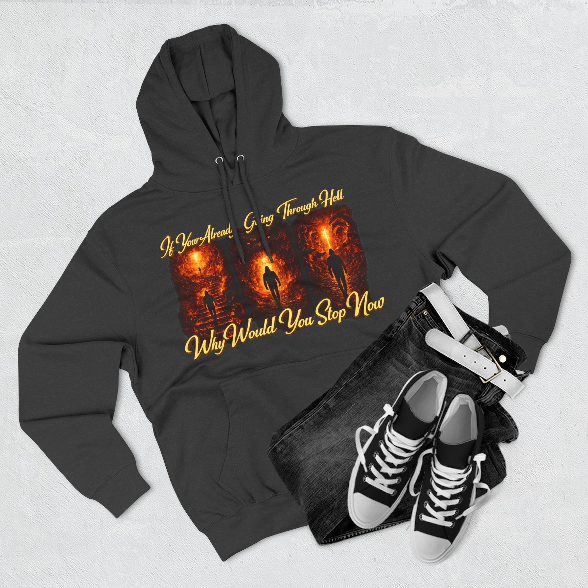 Three-Panel Inspirational Hoodie — "I Was Awakened..." Spiritual Graphic Pullover Printify