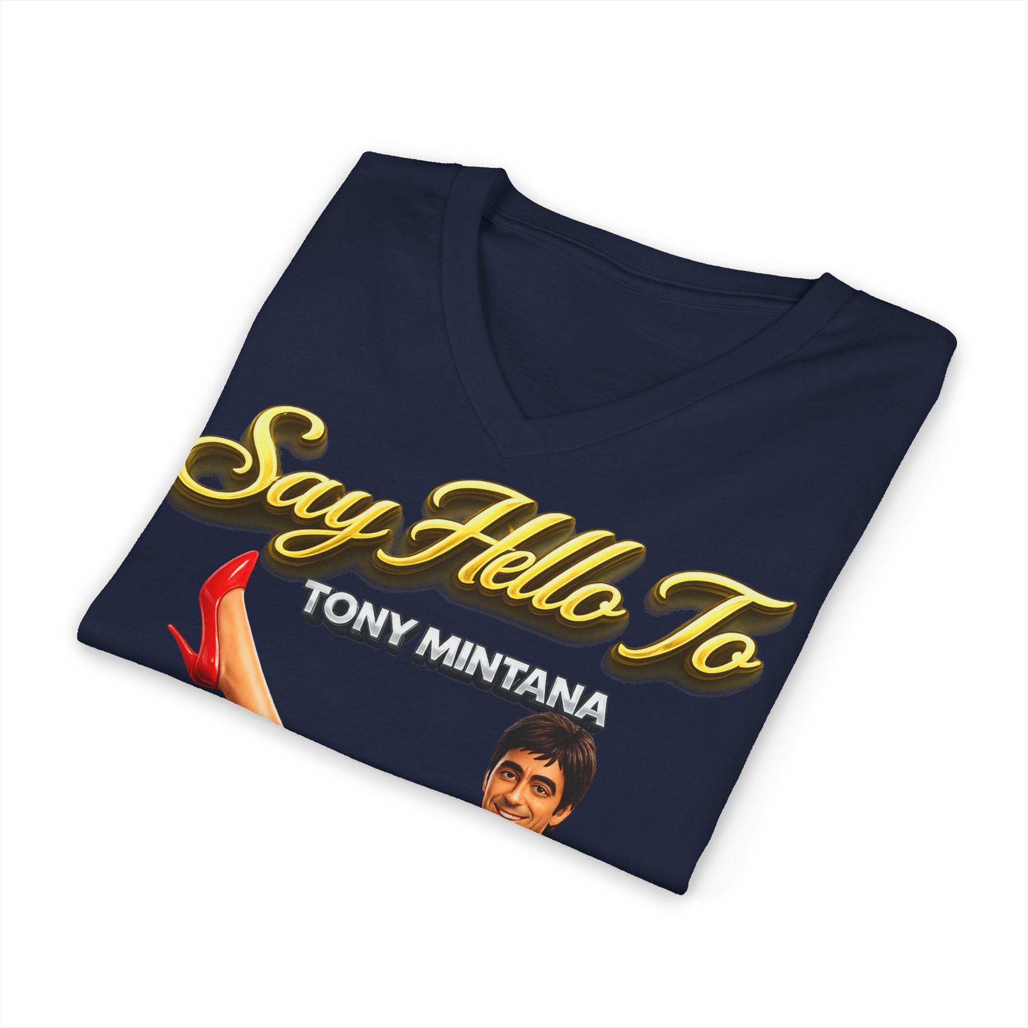 My Middle Leg V-Neck T‑Shirt — Say Hello To Tony Mintana Vintage Graphic Tee Printify