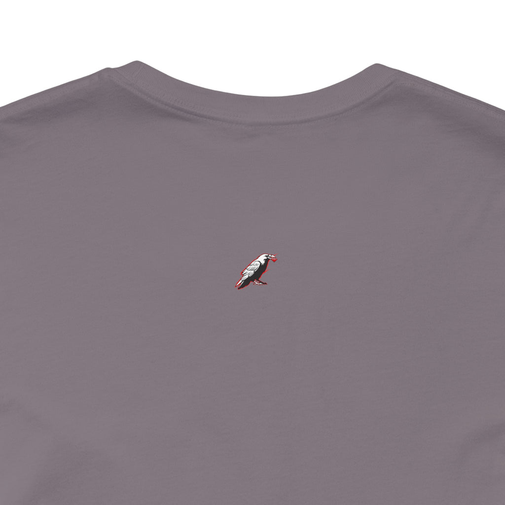 Horror Mask Split Face Tee — "Say Hello To Your Family and Friends" Graphic T-Shirt Printify