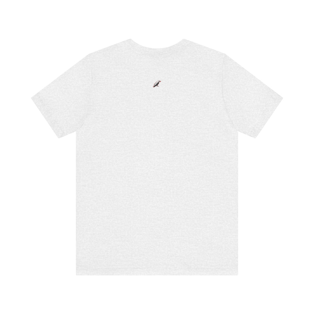 Horror Mask Split Face Tee — "Say Hello To Your Family and Friends" Graphic T-Shirt Printify