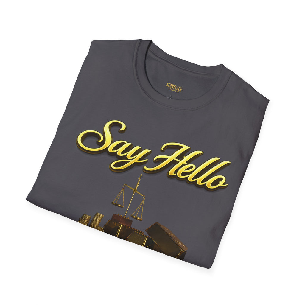 T-Shirt — "Say Hello" Money & Faith Graphic Tee (God's Way You Make Too Much Money) Printify