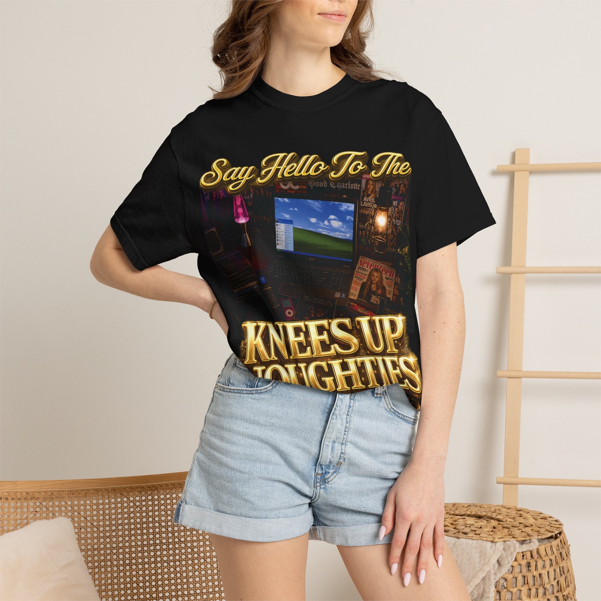 Knees Up Noughties Graphic T-Shirt — Retro MySpace Throwback Tee Printify