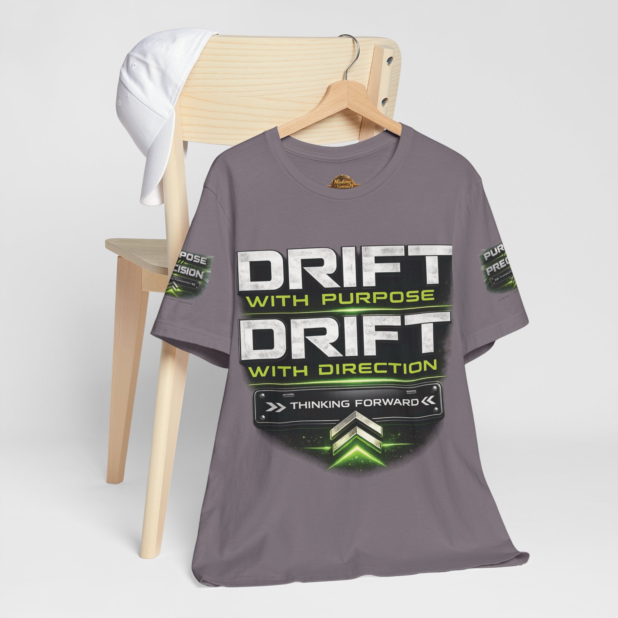 Drift With Direction Graphic Tee — 'Drift with Purpose / Thinking Forward' Racing T-Shirt Printify