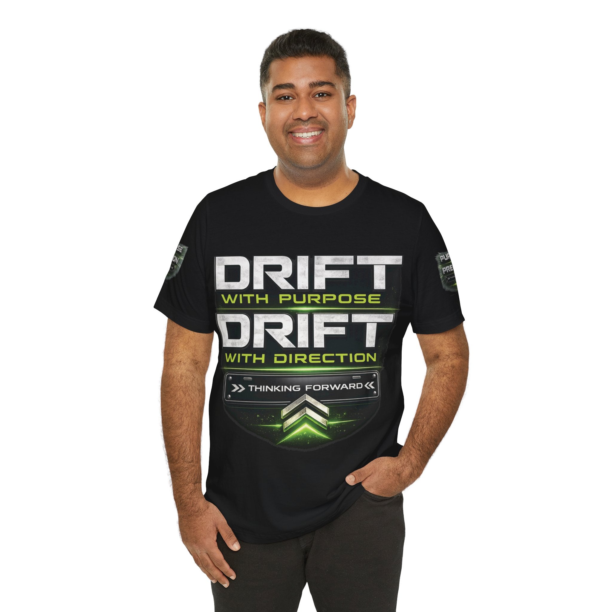 Drift With Direction Graphic Tee — 'Drift with Purpose / Thinking Forward' Racing T-Shirt Printify