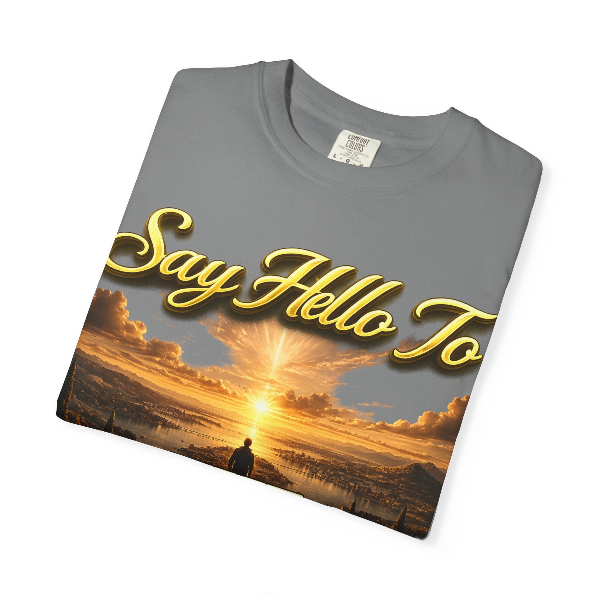 Inspirational 'Say Hello to The Beginning' Sunrise T-Shirt Printify