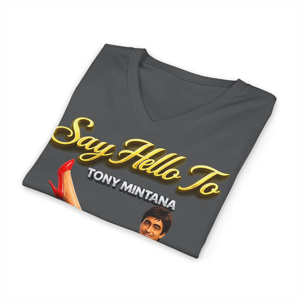 My Middle Leg V-Neck T‑Shirt — Say Hello To Tony Mintana Vintage Graphic Tee Printify