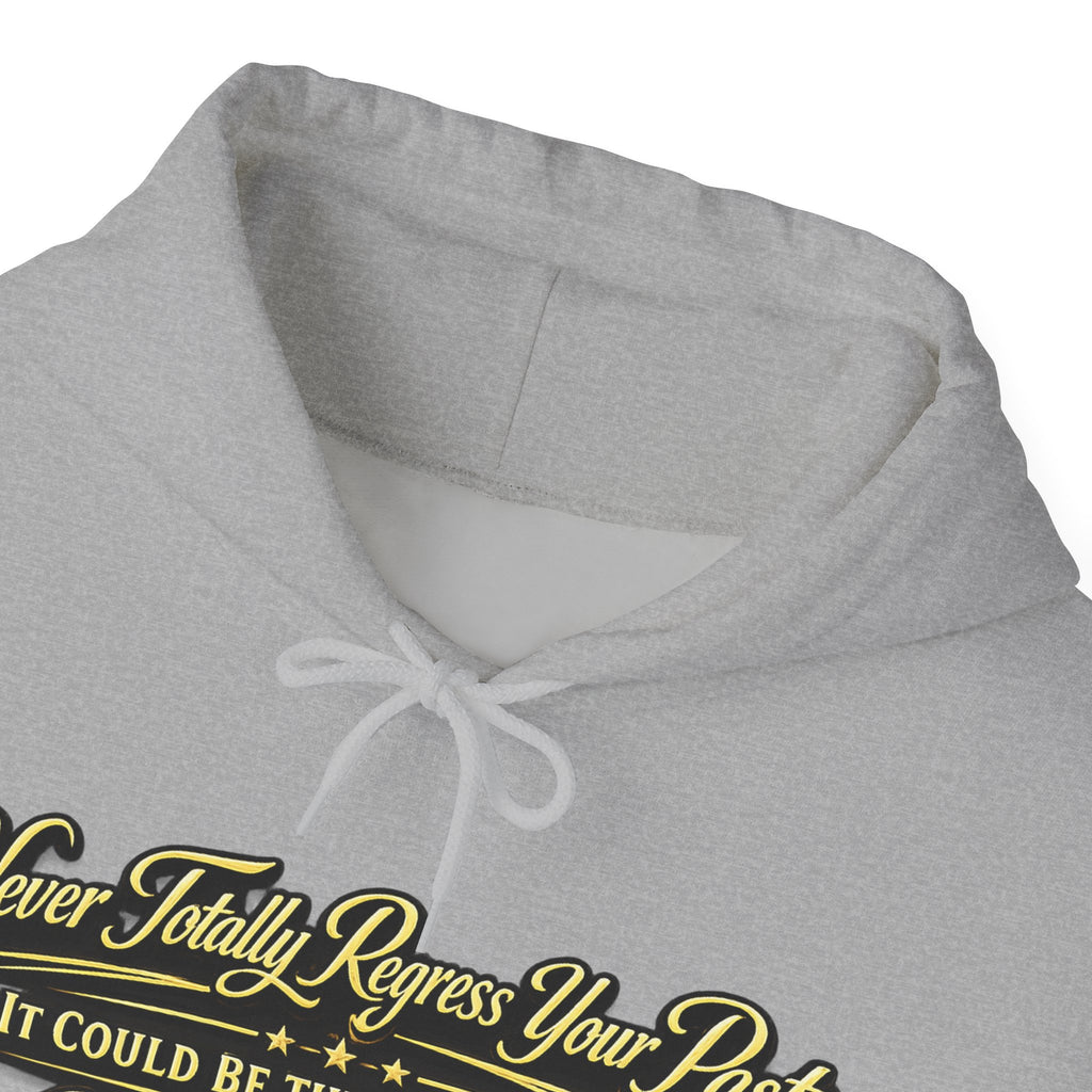 Inspirational Hoodie – “Never Letting Regret Your Past” Motivational City Night Sweatshirt Printify