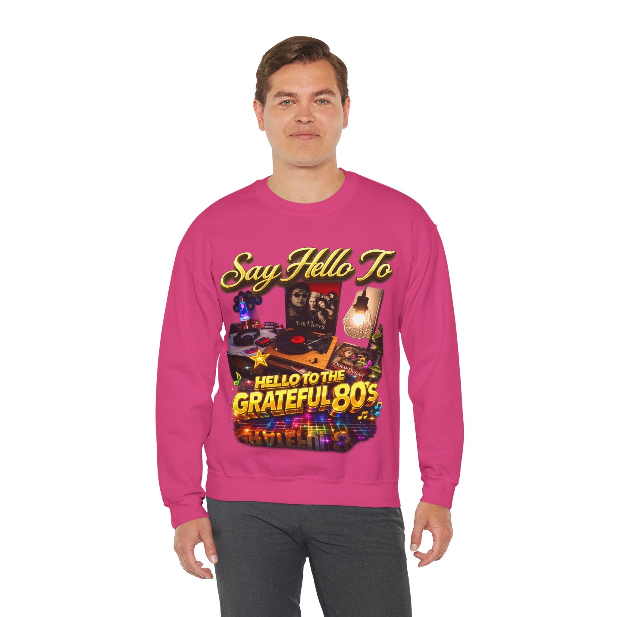 Grateful 80s Crewneck Sweatshirt — “say hello to the grateful 80's” Retro Vibe Printify