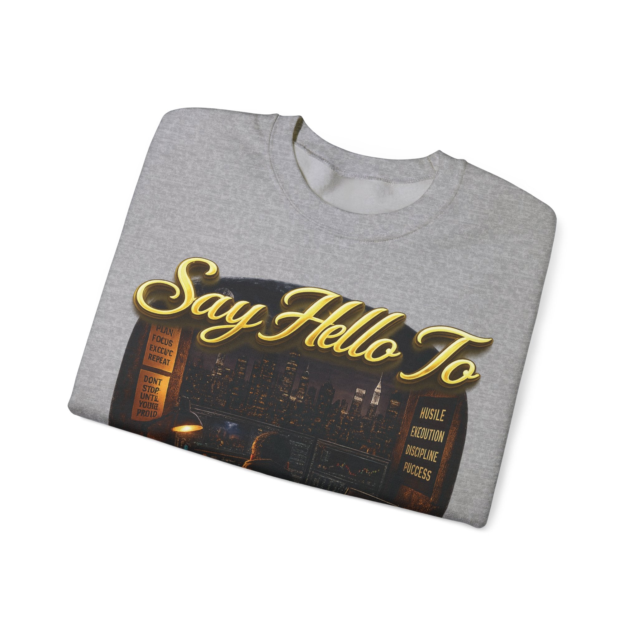 The Grind That Never Sleeps Crewneck Sweatshirt — Motivational Hustle Sweatshirt Printify