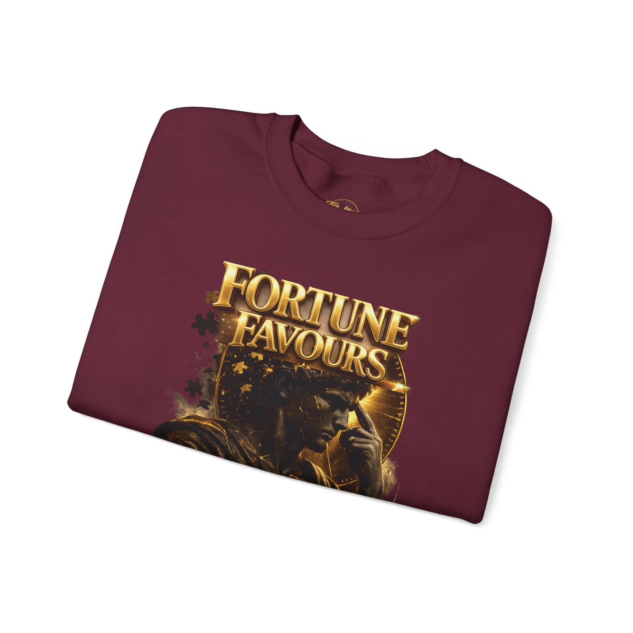 Crewneck Sweatshirt — "Fortune Favors the Prepared Mind" Motivational Design Printify