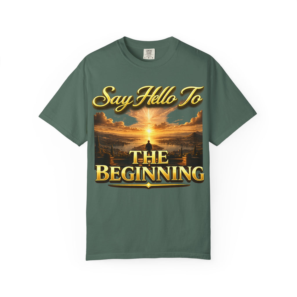 Inspirational 'Say Hello to The Beginning' Sunrise T-Shirt Printify