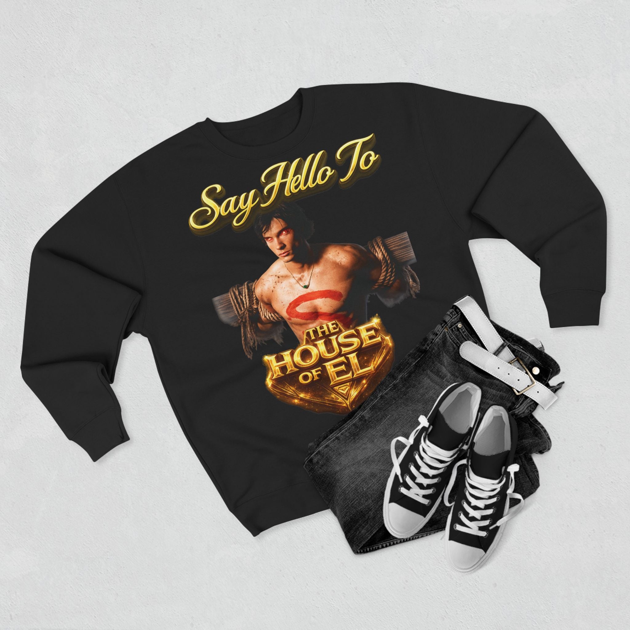 Say Hello To The House of El Sweatshirt – Retro Superman Inspired Crewneck Printify