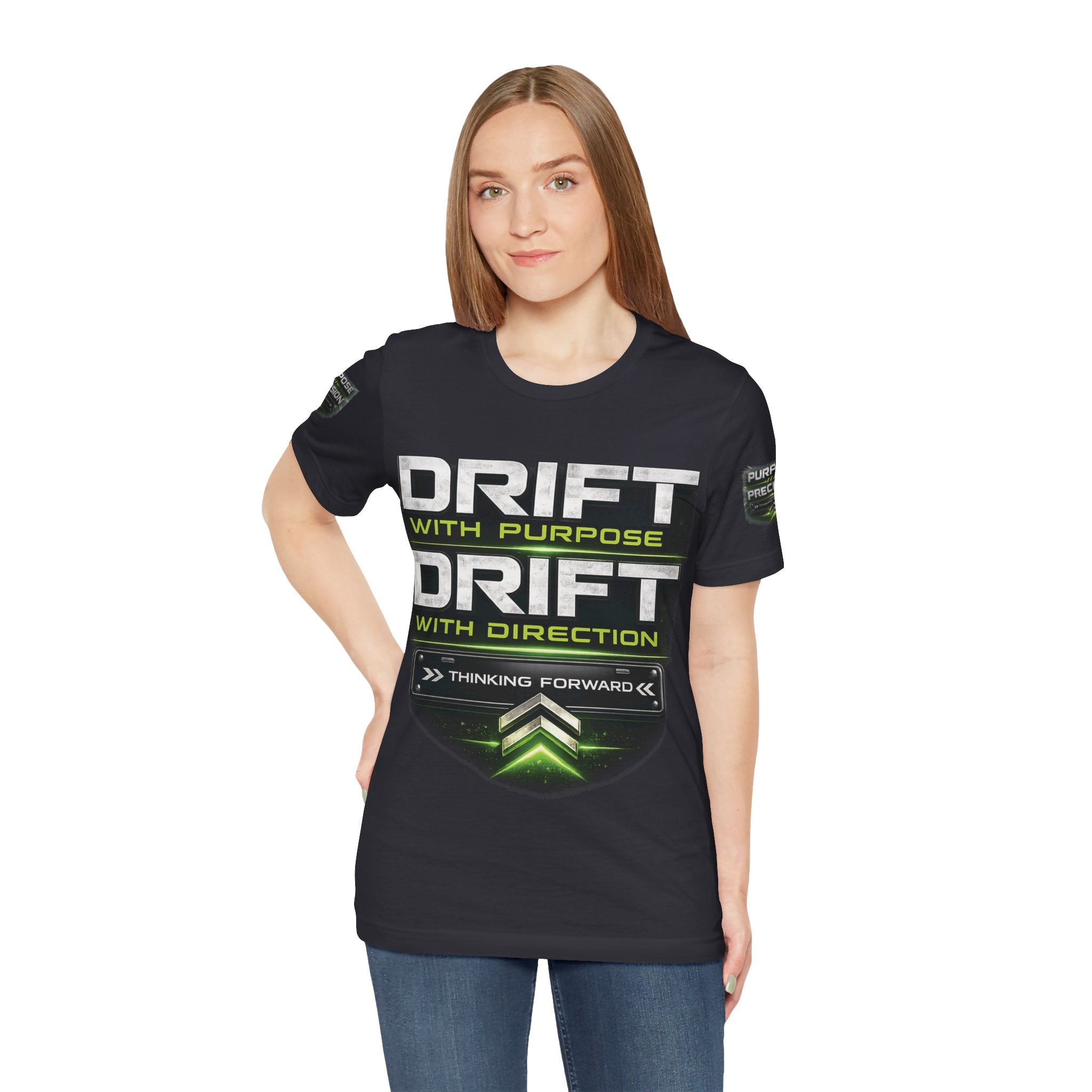 Drift With Direction Graphic Tee — 'Drift with Purpose / Thinking Forward' Racing T-Shirt Printify