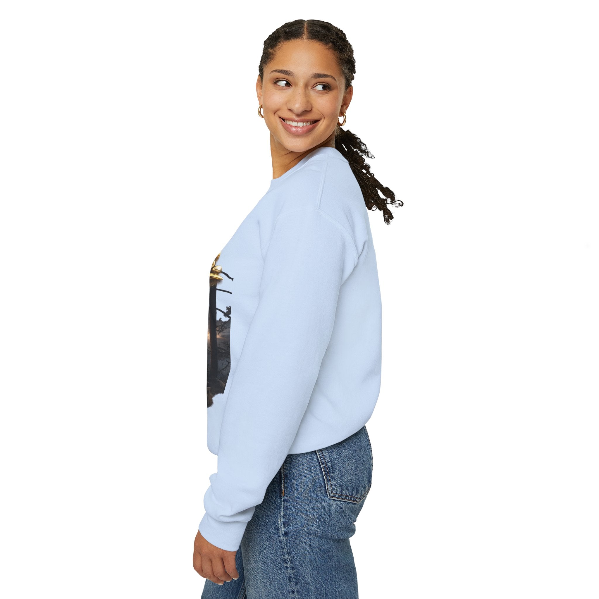 Happiness Pursuit Crewneck Sweatshirt — "Only the Pursuit is Guaranteed" Graphic Printify