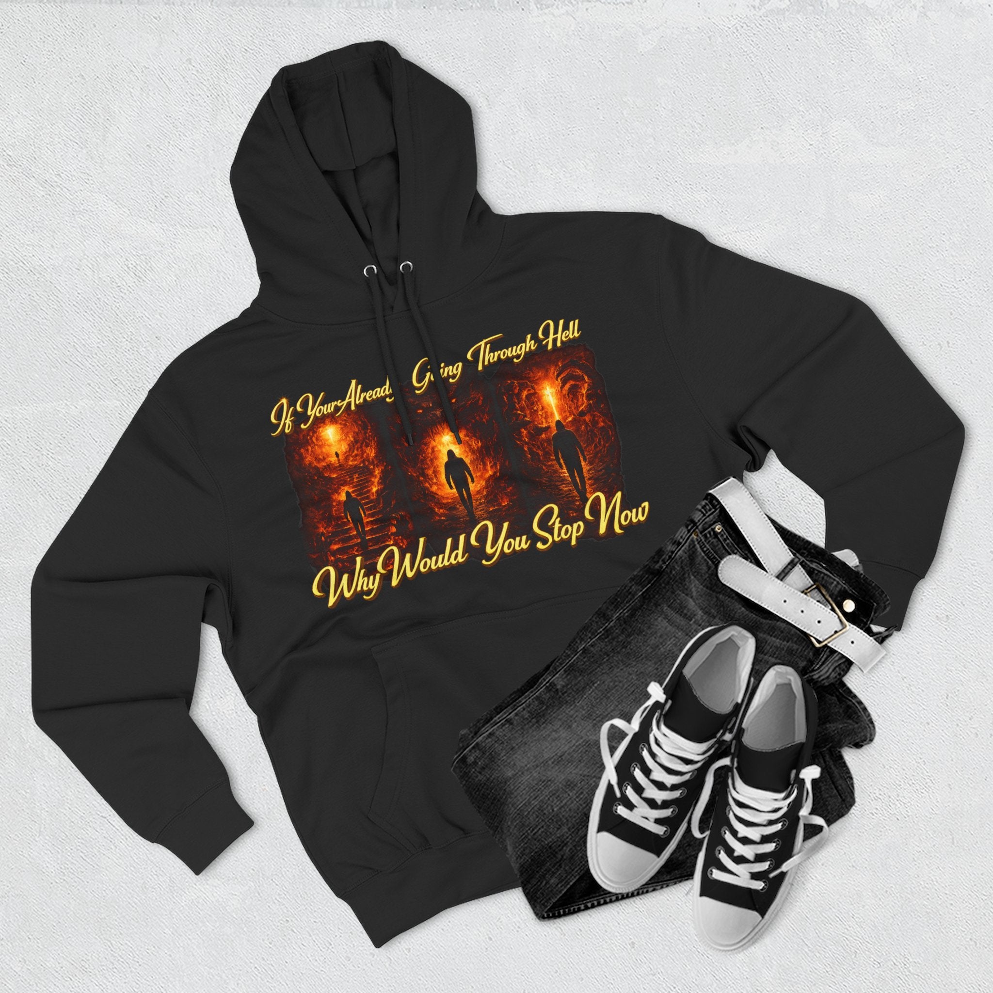 Three-Panel Inspirational Hoodie — "I Was Awakened..." Spiritual Graphic Pullover Printify