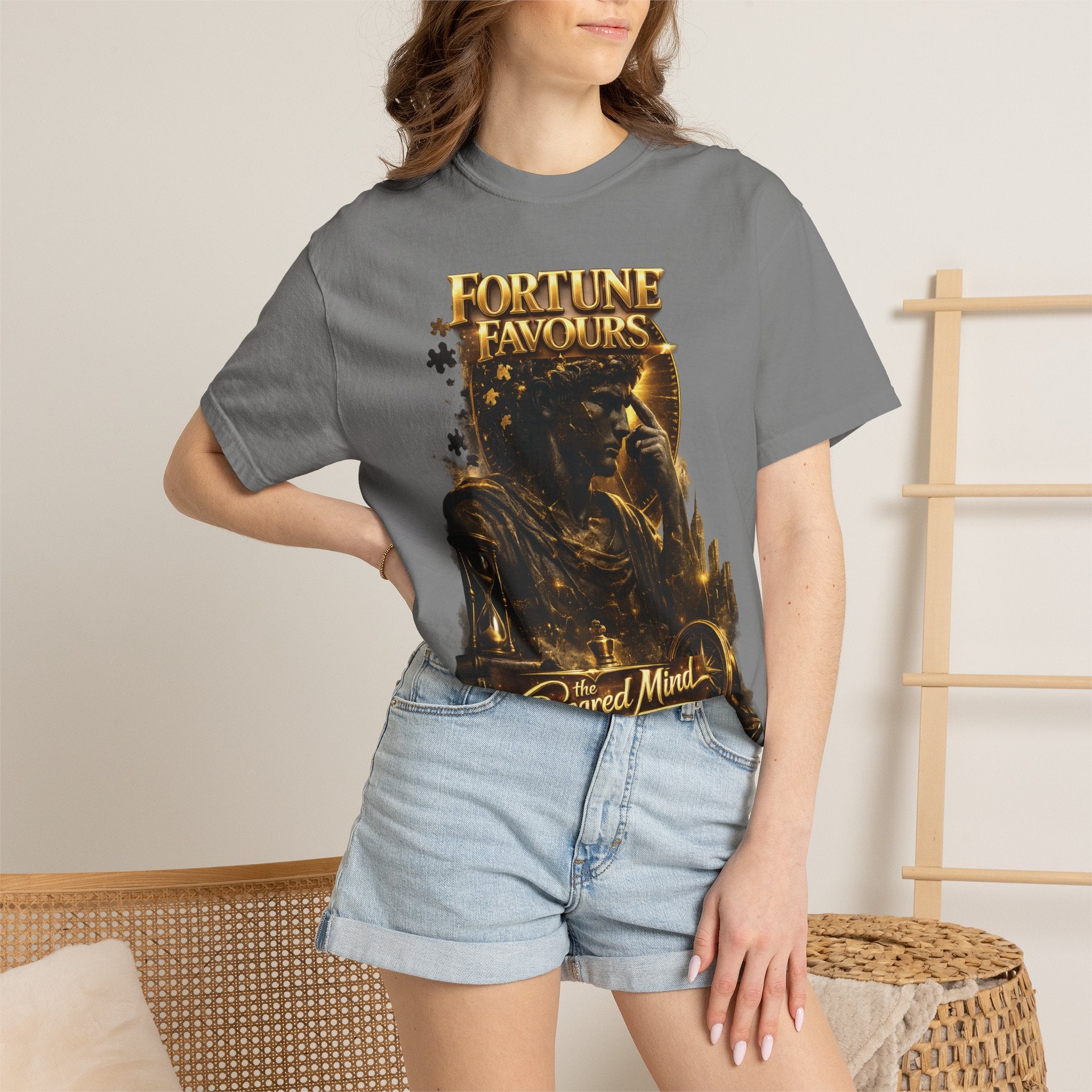 Fortune Favours Prepared Mind T-Shirt — Medieval Knight Graphic Tee Printify