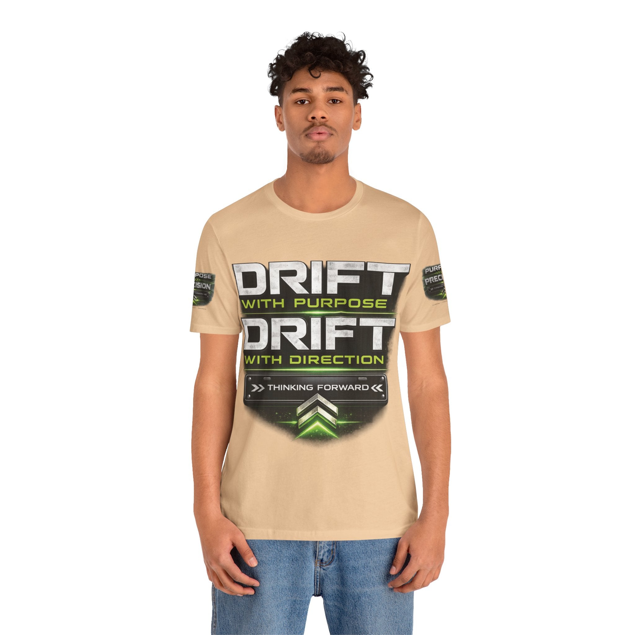 Drift With Direction Graphic Tee — 'Drift with Purpose / Thinking Forward' Racing T-Shirt Printify