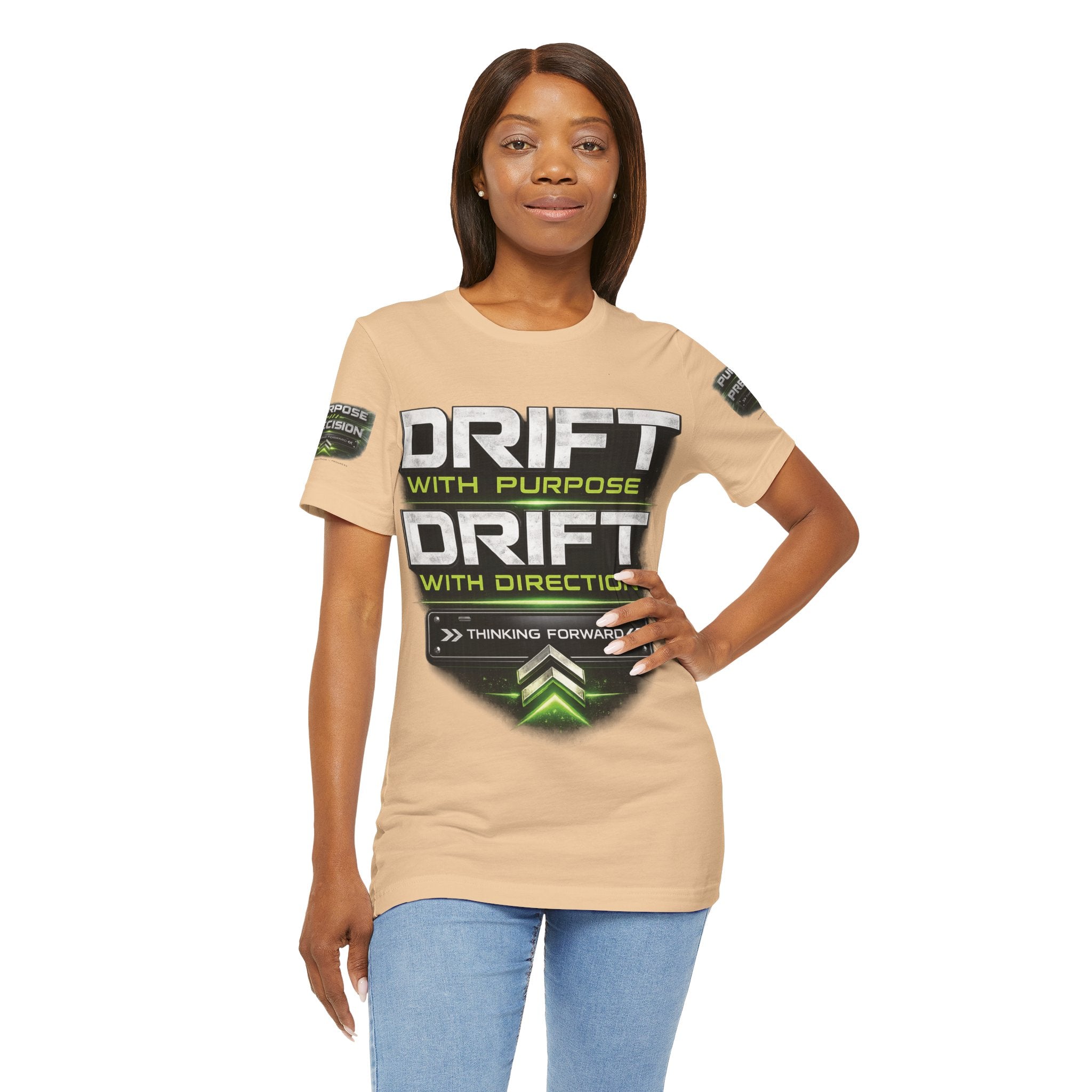 Drift With Direction Graphic Tee — 'Drift with Purpose / Thinking Forward' Racing T-Shirt Printify