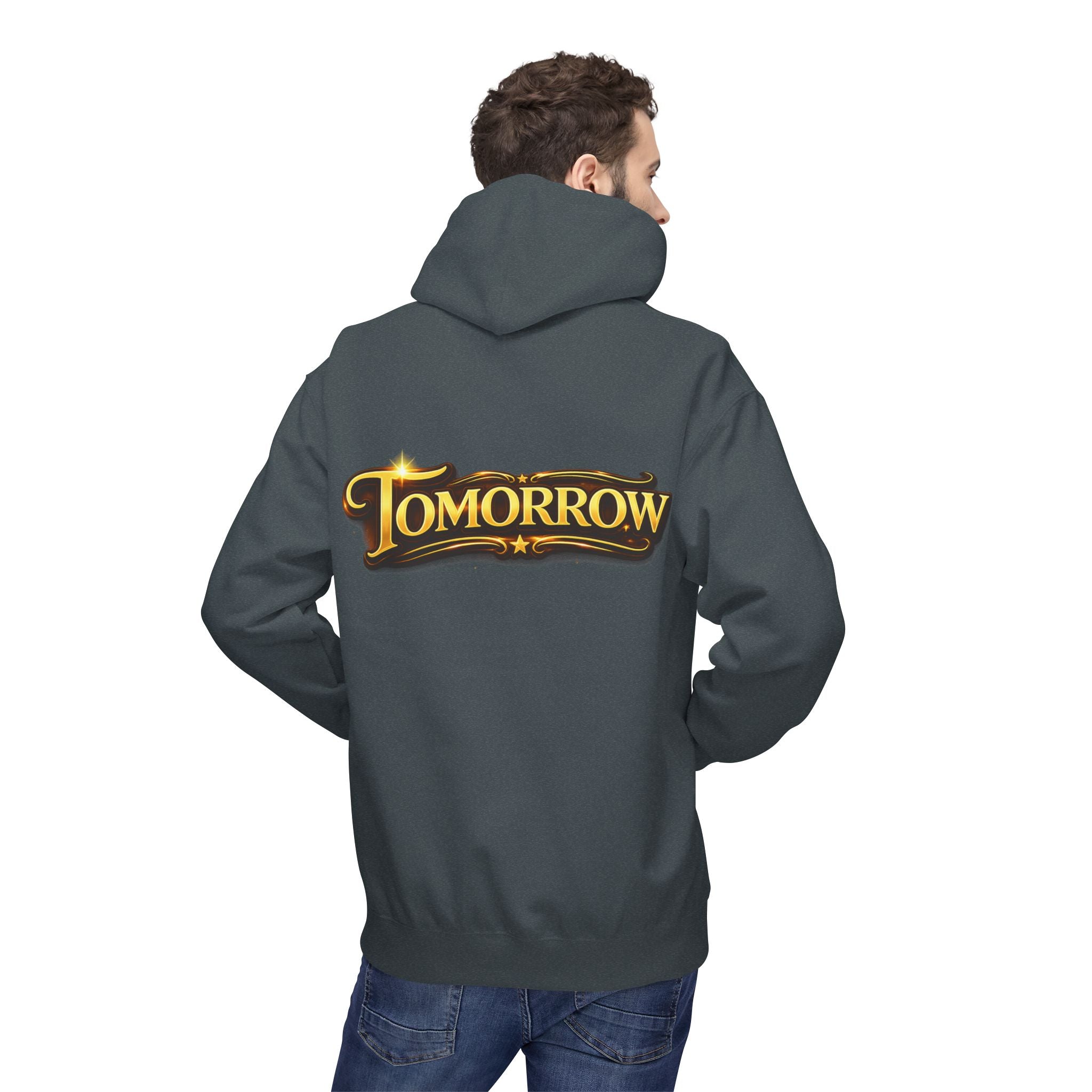 Tomorrow Hoodie — "What's Always Coming But Never Arrives?" Vintage Quote Hoodie Printify