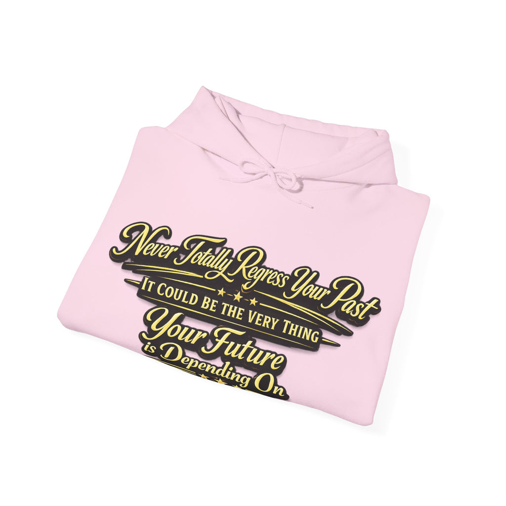 Inspirational Hoodie – “Never Letting Regret Your Past” Motivational City Night Sweatshirt Printify